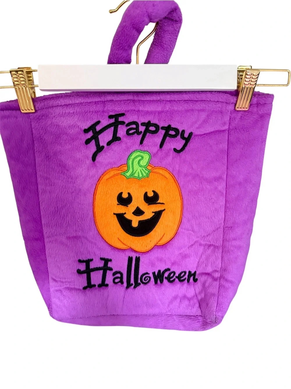 Kids Vintage Push embroidered Pumpkin Halloween trick or treat Bag